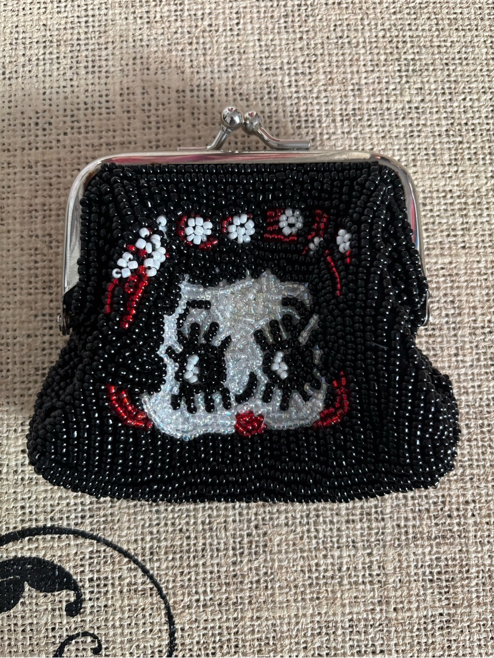 Betty Boop Seed Bead Black Coin Purse